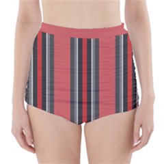 Rosa Grau Streifen High-waisted Bikini Bottoms by 2607694c