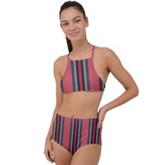 Rosa Grau Streifen Halter Tankini Set by 2607694c