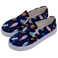 Big Set Cute Astronauts Space Planets Stars Aliens Rockets Ufo Constellations Satellite Moon Rover V Kids  Canvas Slip Ons by Bedest