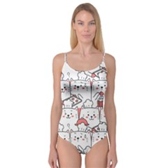 Cute Cat Chef Cooking Seamless Pattern Cartoon Camisole Leotard  by Bedest