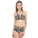 Boom Bang Art Crazy Drawing Graffiti Hello Retro Sayings Yellow Cage Up Bikini Set View1