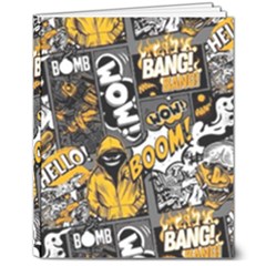 Boom Bang Art Crazy Drawing Graffiti Hello Retro Sayings Yellow 8  X 10  Hardcover Notebook by Bedest