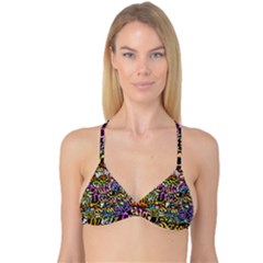 Graffiti Word Seamless Pattern Reversible Tri Bikini Top by Bedest