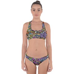 Graffiti Word Seamless Pattern Cross Back Hipster Bikini Set by Bedest