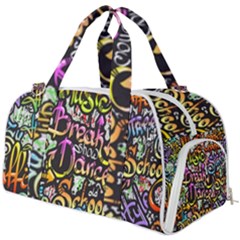 Graffiti Word Seamless Pattern Burner Gym Duffle Bag by Bedest