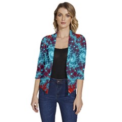 Fractal Pattern Background Women s Draped Front 3/4 Sleeve Shawl Collar Jacket by Ket1n9