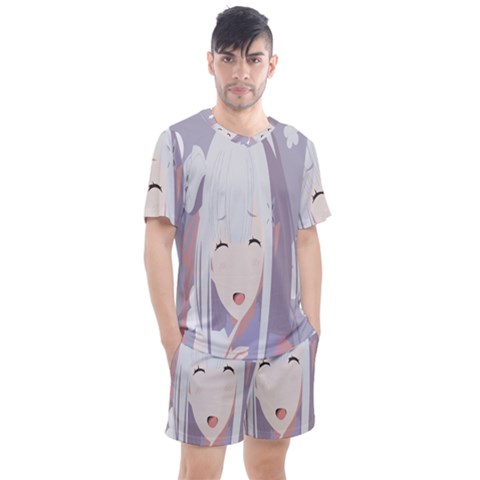 Emilia Rezero Men s Mesh T-shirt And Shorts Set by Azkajaya