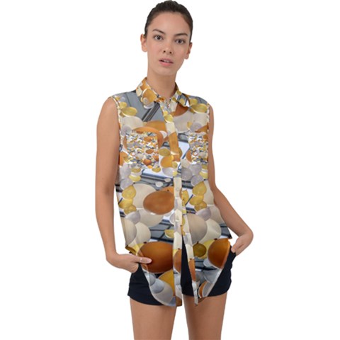 Ballon Classroom Sleeveless Chiffon Button Shirt by Azkajaya