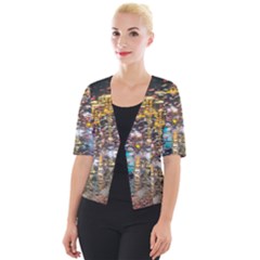Water Droplets Cropped Button Cardigan by Azkajaya