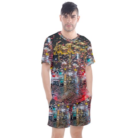 Water Droplets Men s Mesh T-shirt And Shorts Set by Azkajaya