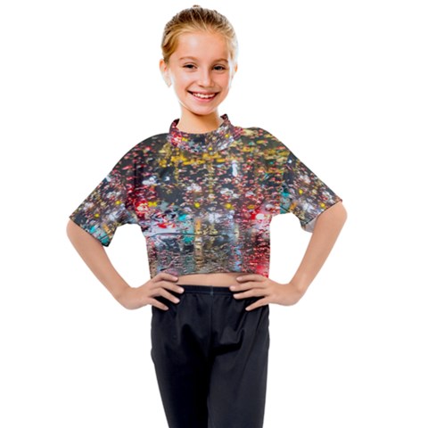 Water Droplets Kids Mock Neck T-shirt by Azkajaya