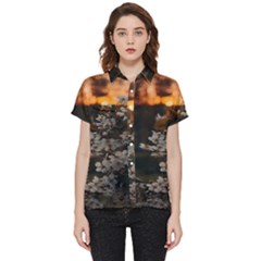 White Flower Short Sleeve Pocket Shirt by Azkajaya