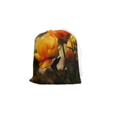 Yellow Butterfly Flower Drawstring Pouch (small) by Azkajaya