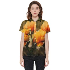 Yellow Butterfly Flower Short Sleeve Pocket Shirt by Azkajaya