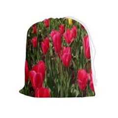 Yellow Pink Red Flowers Drawstring Pouch (xl) by Azkajaya