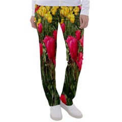 Yellow Pink Red Flowers Women s Casual Pants by Azkajaya
