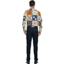 Mexican Talavera Pattern Ceramic Tiles With Flower Leaves Bird Ornaments Traditional Majolica Style Men s Long Sleeve Pocket Shirt  View2