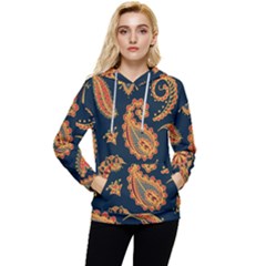 Bright-seamless-pattern-with-paisley-mehndi-elements-hand-drawn-wallpaper-with-floral-traditional-in Women s Lightweight Drawstring Hoodie by Ket1n9