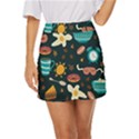 Seamless-pattern-with-breakfast-symbols-morning-coffee Mini Front Wrap Skirt View1