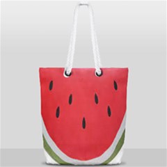 Watermelon Pillow Fluffy Full Print Rope Handle Tote (small) by Azkajaya