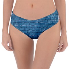 White And Blue Brick Wall Reversible Classic Bikini Bottoms by Azkajaya
