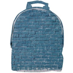 White And Blue Brick Wall Mini Full Print Backpack by Azkajaya