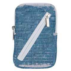 White And Blue Brick Wall Belt Pouch Bag (large) by Azkajaya