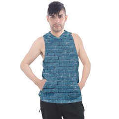 White And Blue Brick Wall Men s Sleeveless Hoodie by Azkajaya