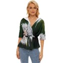 White Flower Lightweight Drawstring Hooded Top View1