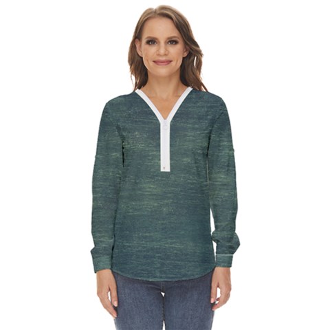 Wooden Wall Zip Up Long Sleeve Blouse by Azkajaya