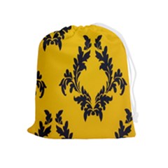 Yellow Regal Filagree Pattern Drawstring Pouch (xl) by Azkajaya