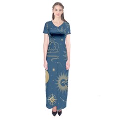 Seamless Galaxy Pattern Short Sleeve Maxi Dress by Ket1n9