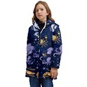 Marine Seamless Pattern Thin Line Memphis Style Kids  Hooded Longline Puffer Jacket View3