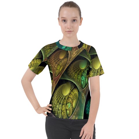 Psytrance Abstract Colored Pattern Feather Women s Sport Raglan T-shirt by Ket1n9