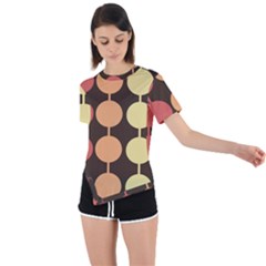 Pattern Circle Retro Design Asymmetrical Short Sleeve Sports T-shirt by Loisa77