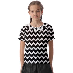 Wave-black White Kids  Frill Chiffon Blouse by kyorashop23