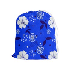 Blooming Seamless Pattern Blue Colors Drawstring Pouch (xl) by Ket1n9