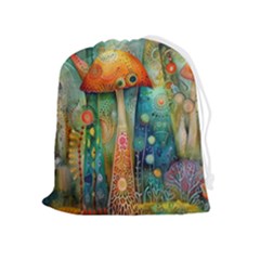 Whimsical Mushrooms Colorful Patterns Drawstring Pouch (xl) by Loisa77