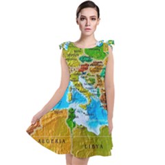 World Map Tie Up Tunic Dress by Ket1n9