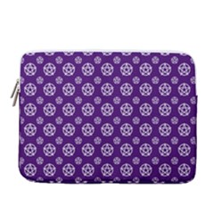 White Pentacle And Purple Pattern 14  Vertical Laptop Sleeve Case With Pocket by cheekywitch