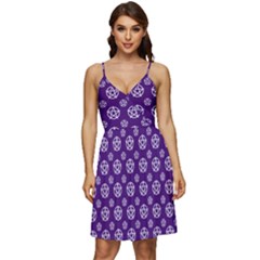 White Pentacle And Purple Pattern V-neck Pocket Summer Dress  by cheekywitch