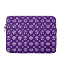 White Pentacle And Purple Pattern 13  Vertical Laptop Sleeve Case With Pocket by cheekywitch