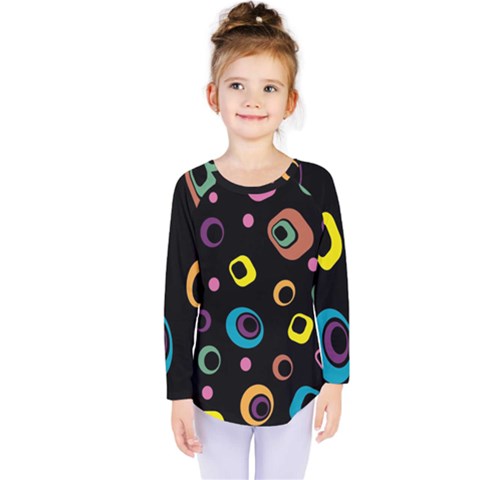 Abstract Background Retro 60s 70s Kids  Long Sleeve T-shirt by Apen