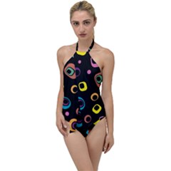 Abstract Background Retro 60s 70s Go With The Flow One Piece Swimsuit by Apen