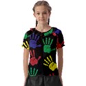 Handprints Hand Print Colourful Kids  Frill Chiffon Blouse View1
