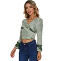 Banana Leaf Plant Pattern Long Sleeve V-Neck Top View2
