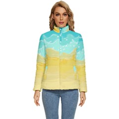 Abstract Background Beach Coast Women s Puffer Bubble Jacket Coat by anzea