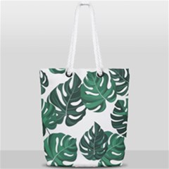 Illustrations Monstera Leafes Full Print Rope Handle Tote (small) by anzea