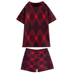 Muster Rot Schwarz Kids  Swim T-shirt And Shorts Set by 2607694c
