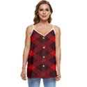 pattern black red Casual Spaghetti Strap Chiffon Top View1